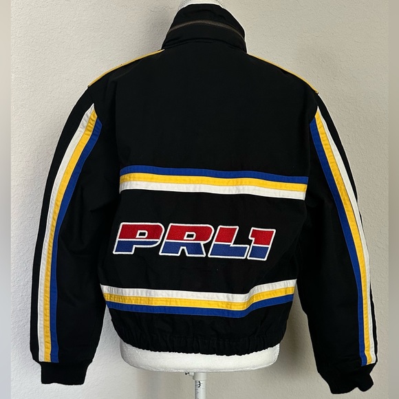 🔥NWT POLO RALPH LAUREN Women’s Multi-Patch Racer Black Bomber Jacket Sz M - Picture 13 of 16